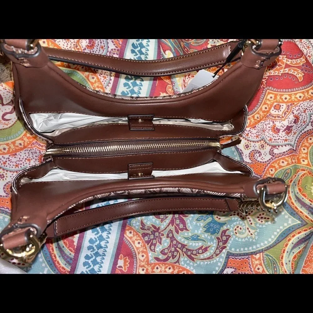 👜 Calvin Klein Monogram Chain Strap Hobo Bag
